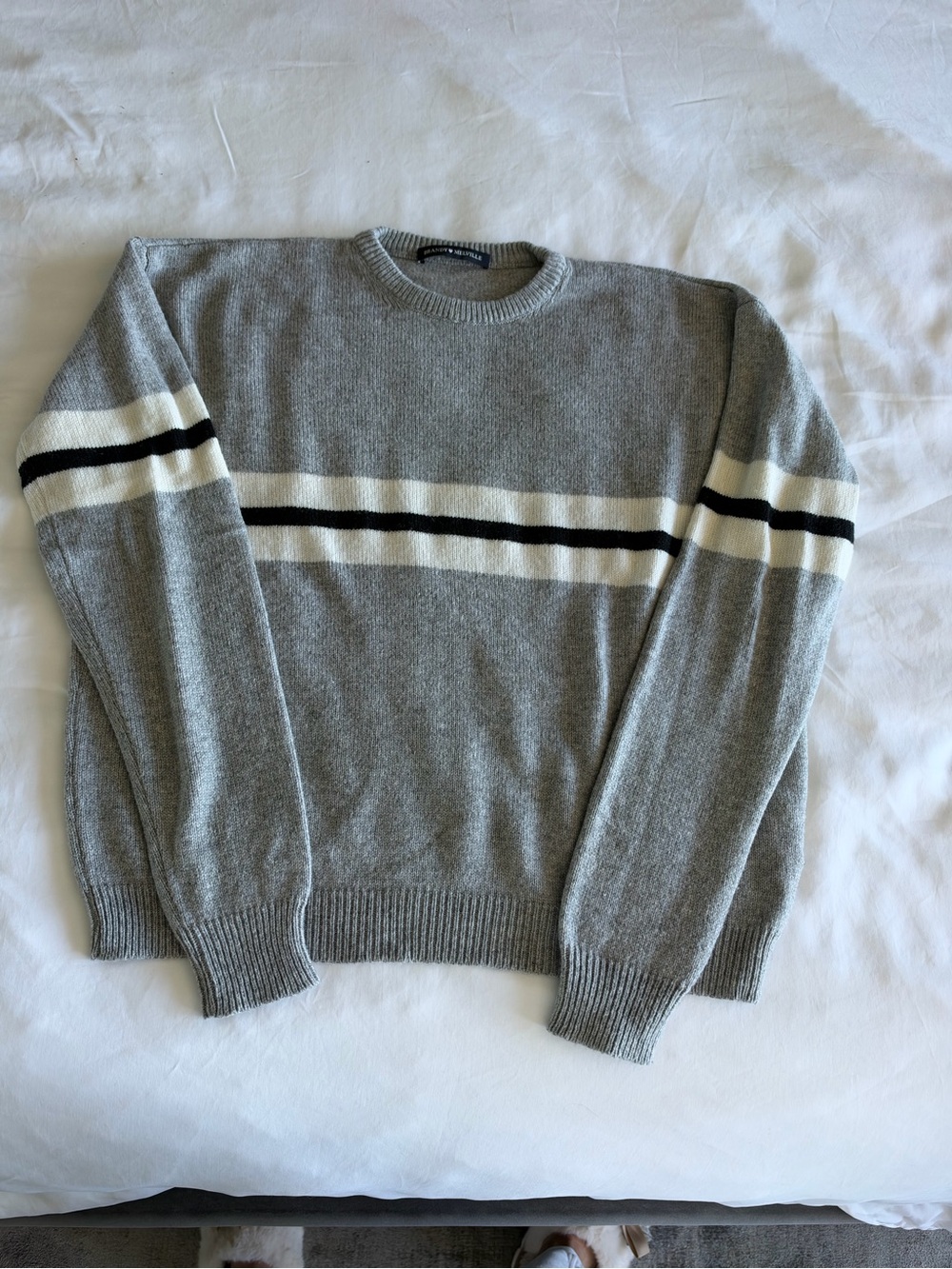 Never worn Brandi Melville Grey Stripe Crewneck Sweater